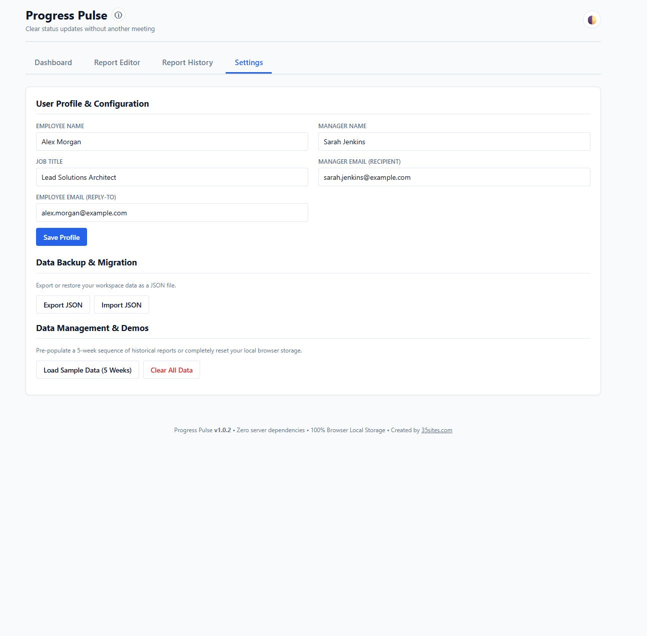 Progress Pulse print preview and formatting layout